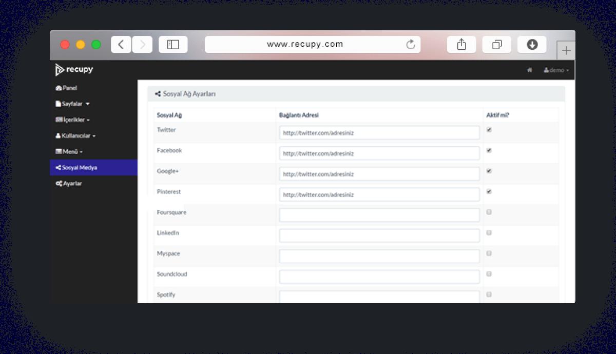 Social Media Settings